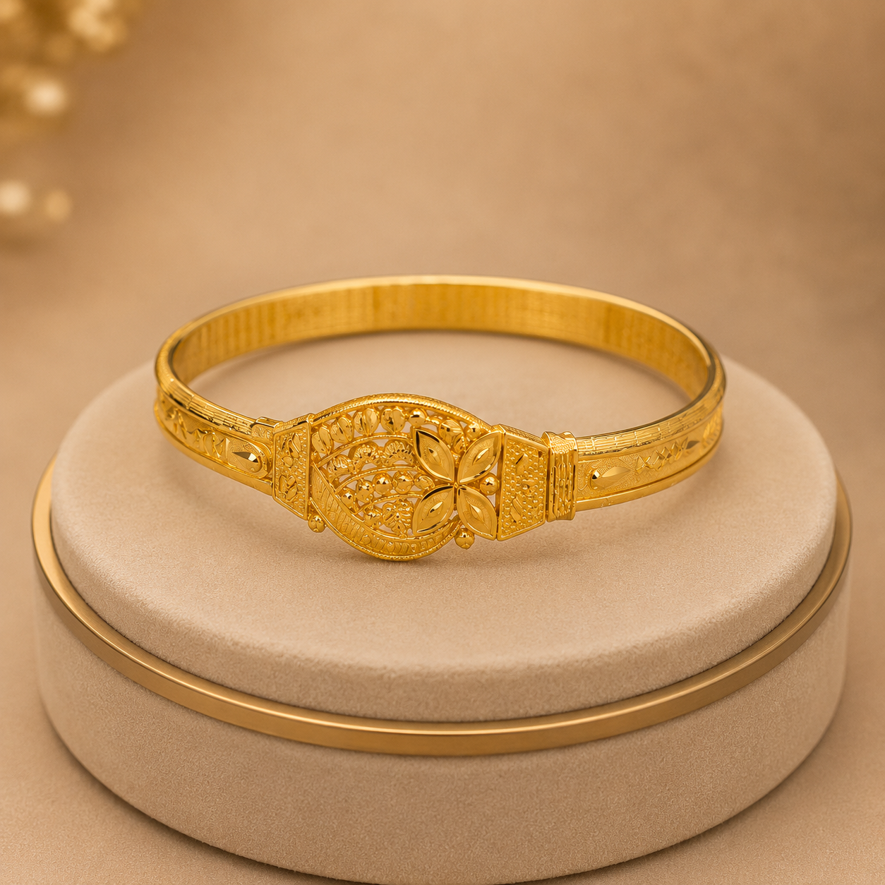 Elegant Floral Gold Bangle