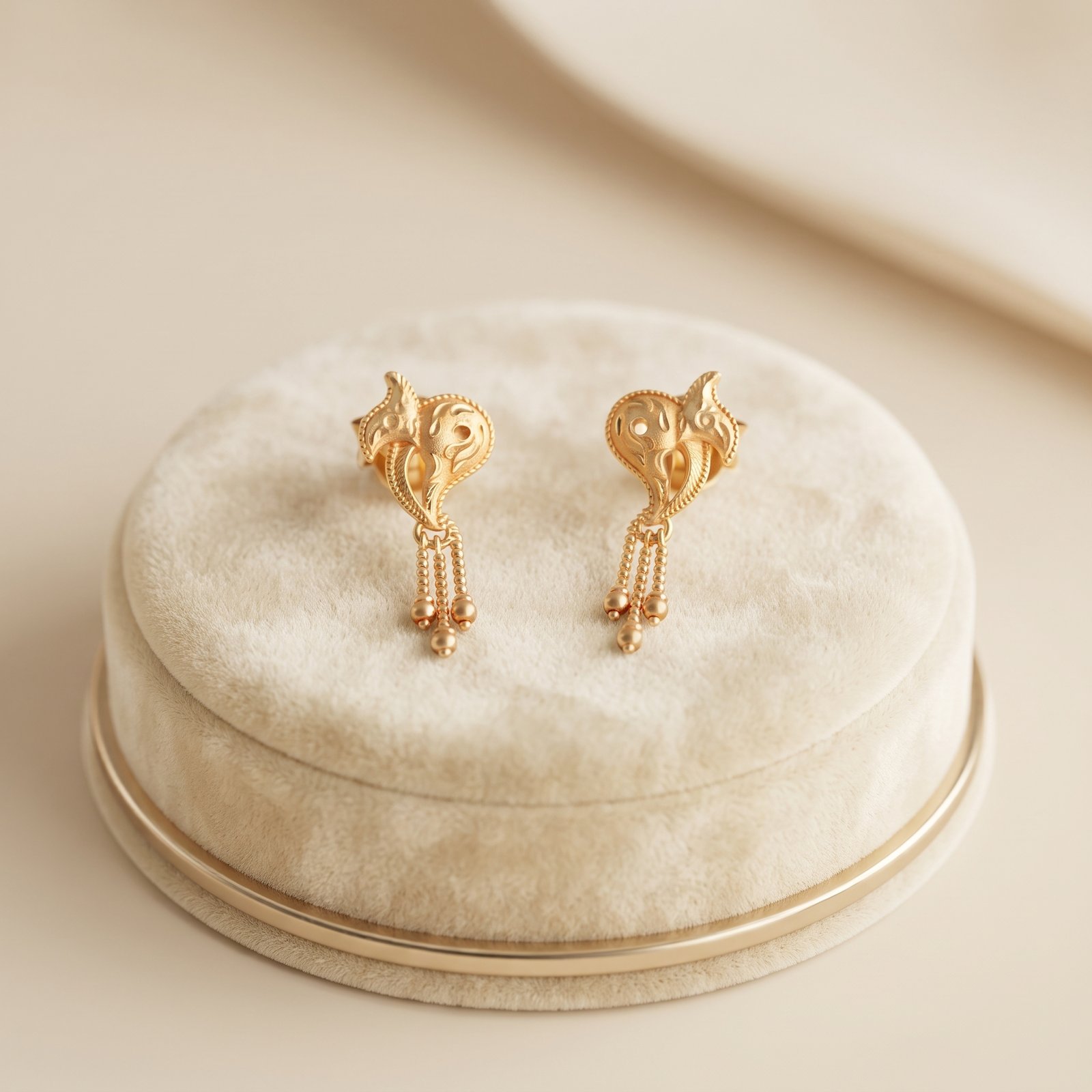 22K Gold Designer Drop Earrings