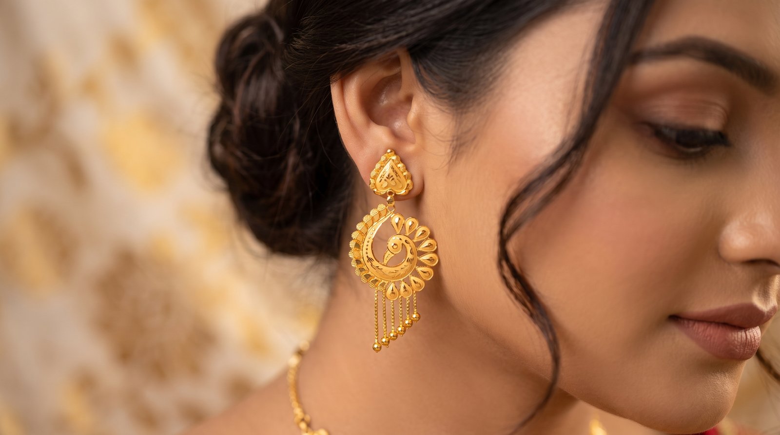 Gold Peacock Designer Earrings