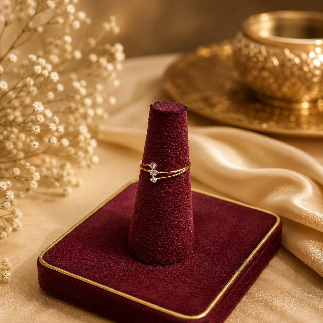 Gold Minimal Diamond Ring for Women | Nilmani Jewellers
